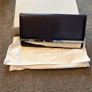 Jimmy Choo Navy Leather clutch -NWT